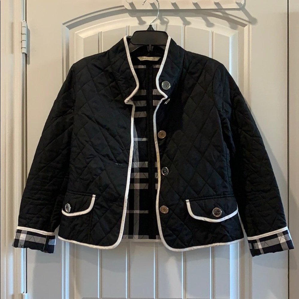 Burberry Black White Plaid Coat Short Jacket S